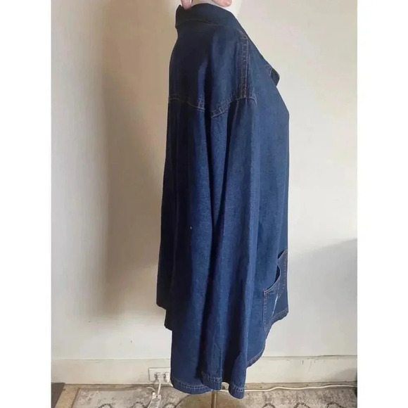 Vintage 90’s Blair Blue Denim Embroidered Floral Jean Shacket Top Plus Size XL - Picture 5 of 9